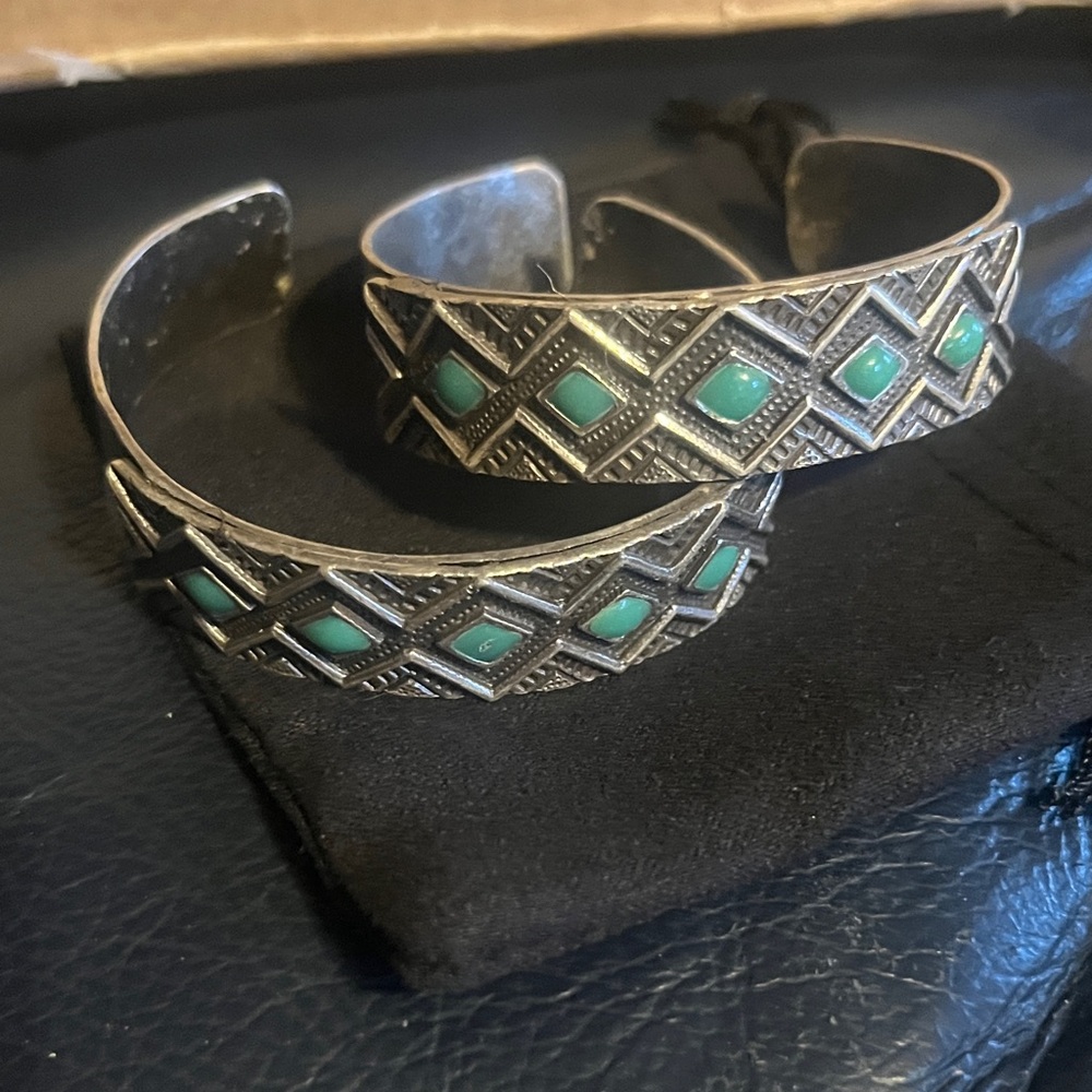 Silver and Turquoise Cuff Bracelet Set